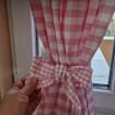 Rosa karierte Vorhangpaneele - 50 % Baumwoll-Polyester-Mischgewebe