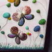 Muschel Schmetterling Wandkunst, Handgemachtes Muschelbild 33x43 cm, Acrylfarbe, Kupferdraht, Muschelkunst Deko