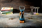 15 Minuten Sanduhr mit Olivenholz Halter – 11 x 19 x 5 cm, Dekorativ