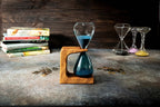 15 Minuten Sanduhr mit Olivenholz Halter – 11 x 19 x 5 cm, Dekorativ