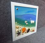 Gemälde mit echten Muscheln, Strandkunst, Wanddekor, Muscheldekoration, handgefertigt, 30x40 cm