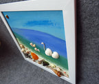 Gemälde mit echten Muscheln, Strandkunst, Wanddekor, Muscheldekoration, handgefertigt, 30x40 cm