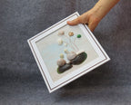 Schnecken Gemälde mit echten Muscheln, Muschel Kunst, Wohnkultur, 25x25x3 cm