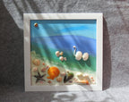 Gemälde mit echten Muscheln, Strandkunst, Wanddekor, Muscheldekoration, handgefertigt, 30x40 cm