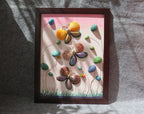 Muschel Schmetterling Wandkunst, Handgemachtes Muschelbild 33x43 cm, Acrylfarbe, Kupferdraht, Muschelkunst Deko