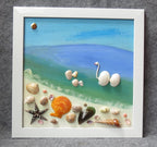 Gemälde mit echten Muscheln, Strandkunst, Wanddekor, Muscheldekoration, handgefertigt, 30x40 cm