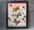 Muschel Schmetterling Wandkunst, Handgemachtes Muschelbild 33x43 cm, Acrylfarbe, Kupferdraht, Muschelkunst Deko
