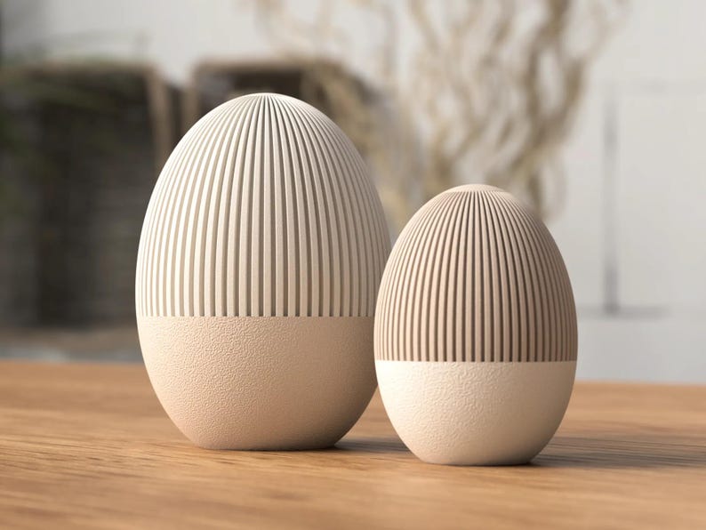 Osterei im Japandi-Stil – Aufbewahrungsbehälter & Deko, Groß 13cm, Klein 9cm