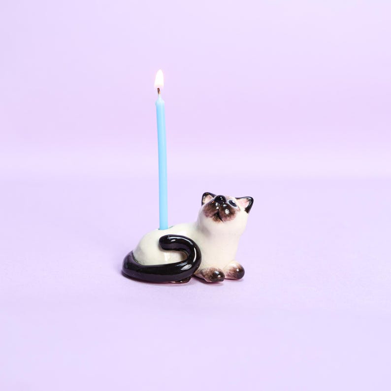Keramik Haustier Kuchen Topper Katze Kerzenhalter Handgemachte Porzellan Figur