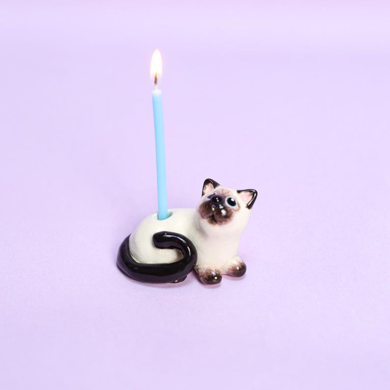 Keramik Haustier Kuchen Topper Katze Kerzenhalter Handgemachte Porzellan Figur