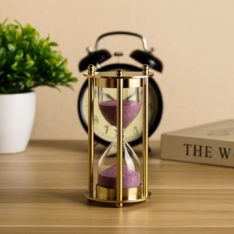 Messing Sanduhr 2 Minuten Lila Sand Retro Schreibtisch Dekor Meditationstimer