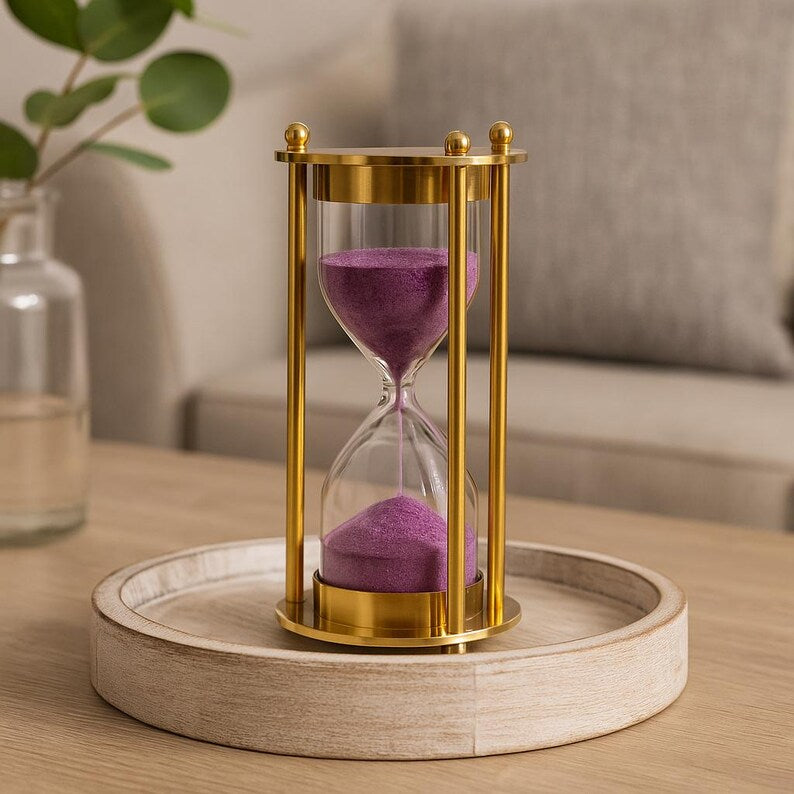 Messing Sanduhr 2 Minuten Lila Sand Retro Schreibtisch Dekor Meditationstimer