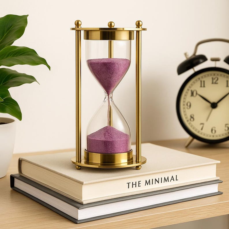 Messing Sanduhr 2 Minuten Lila Sand Retro Schreibtisch Dekor Meditationstimer