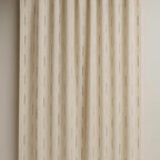 Cream Brown Striped Cotton Curtains French Country Style Pair Panels