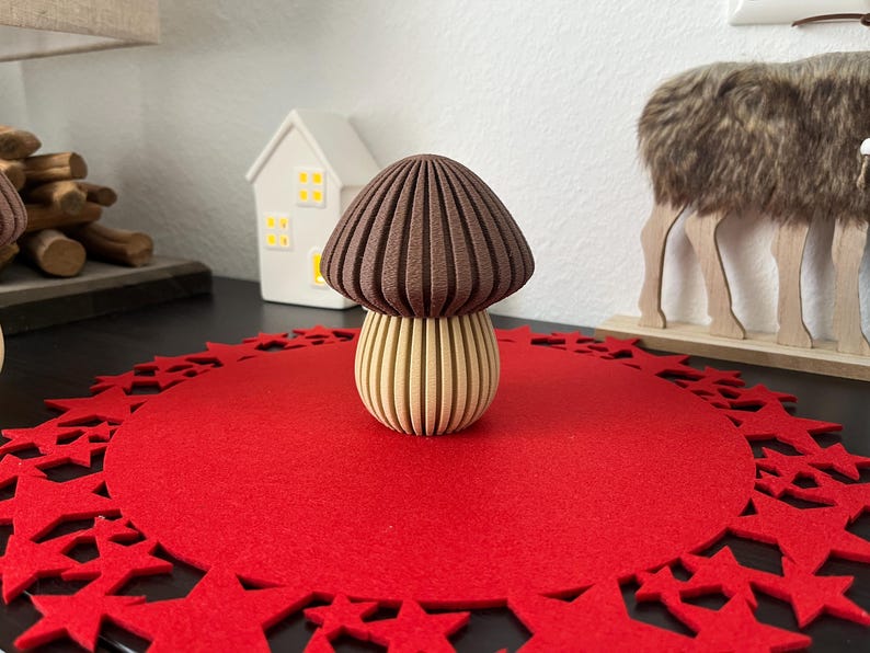 3D-gedruckte Pilz-Deko aus PLA | Herbst- und Winterdekoration | 3 Größen (9, 12, 15 cm)
