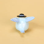 Hellblauer Vogel Kerzenhalter aus Keramik, handbemalt, Geburtstagskuchen-Topper, Sammlerstück