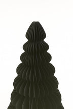 Schwarze Papier-Weihnachtsbäume Set aus 3 Teilen, 15/20/25 cm, faltbares Wabenpapier