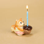 Keramik Eichhörnchen Tortenaufsatz mit Kerzenhalter, Natur Themen Kuchen Dekoration, Orange