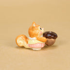 Keramik Eichhörnchen Tortenaufsatz mit Kerzenhalter, Natur Themen Kuchen Dekoration, Orange