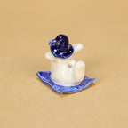 Keramik Hexe Hase Kuchen Topper mit Sternenhut und Kerzenhalter, blaue Basis, Halloween Tischdekoration