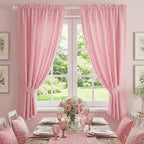 Rosa karierte Vorhangpaneele - 50 % Baumwoll-Polyester-Mischgewebe