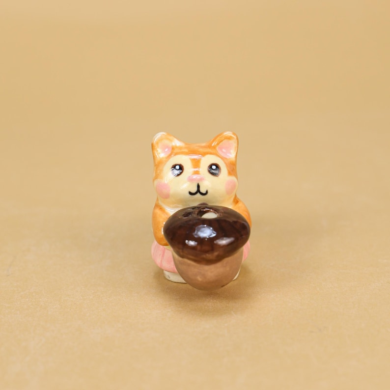 Keramik Eichhörnchen Tortenaufsatz mit Kerzenhalter, Natur Themen Kuchen Dekoration, Orange