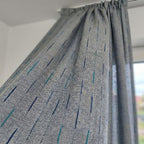 Cream Brown Striped Cotton Curtains French Country Style Pair Panels