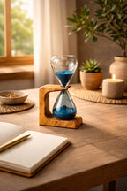 15 Minuten Sanduhr mit Olivenholz Halter – 11 x 19 x 5 cm, Dekorativ