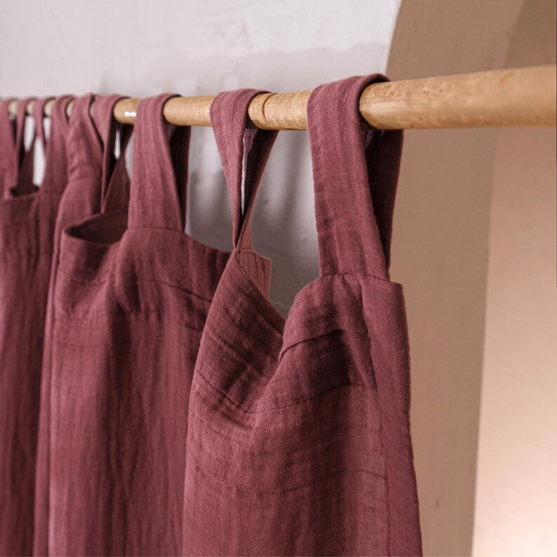 Musselin-Vorhang 2-lagig 100% Baumwolle Boho Gardine Lichtdurchlässig