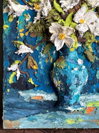 3D-Blumen-Reliefmalerei, handgefertigte Modellierpaste, Impasto-Kunst, 8 × 12 cm