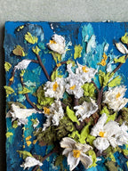 3D-Blumen-Reliefmalerei, handgefertigte Modellierpaste, Impasto-Kunst, 8 × 12 cm