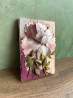 Handmodellierte Vintage Pfingstrose Mixed Media Floral Wandkunst (8 x 12 cm)