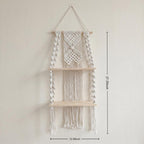 Makramee-Wandregal aus Baumwollseil mit Holzregalen, Boho Wanddekoration für Schlafzimmer und Wohnzimmer, 2 Stile