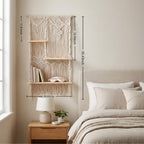 Makramee-Wandregal aus Baumwollseil mit Holzregalen, Boho Wanddekoration für Schlafzimmer und Wohnzimmer, 2 Stile