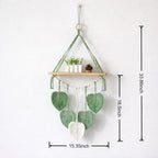 Makramee Wandregal Boho Aufbewahrungsregal Gehäkelt, Holzregal Wanddekoration