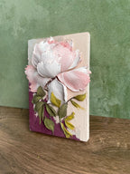 Handmodellierte Vintage Pfingstrose Mixed Media Floral Wandkunst (8 x 12 cm)