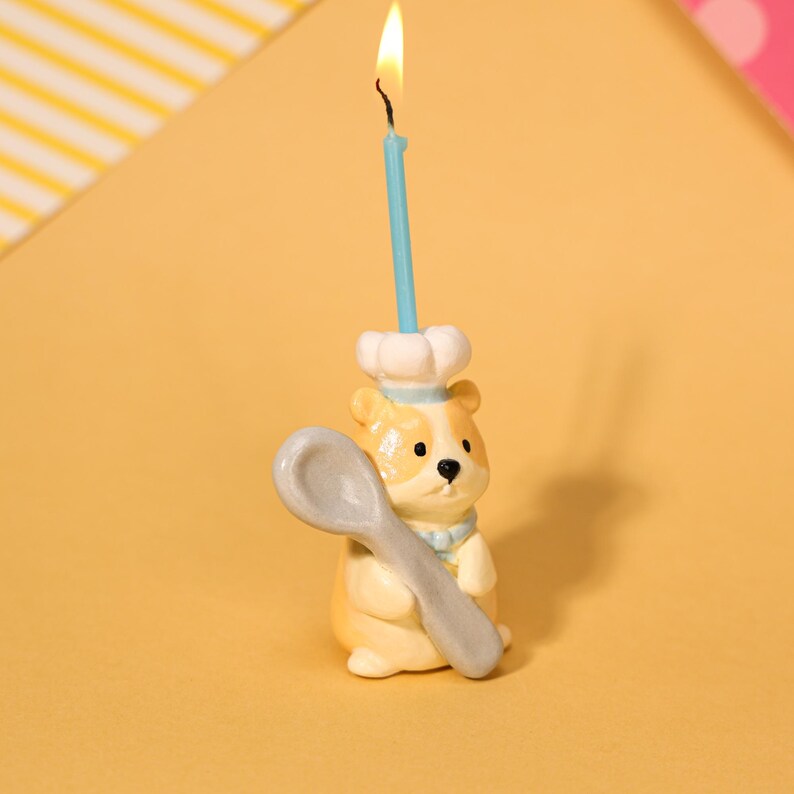 Niedlicher Hamster Keramik Kerzenhalter Geburtstag Figurine Kawaii Miniatur Haustier Keramik Dekor süßer Kuchendeckel Geschenk