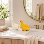 Keramik Enten Seifenschale weiß glasiert Seifenhalter Badezimmer Deko Bauernhaus Stil
