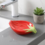 Keramik Rosen Seifenschale, Botanische Blumen Seifenhalter für Bad und Küche, 15 cm, Glasierte Keramik