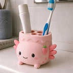 Erdbeermilch Axolotl Zahnbürstenhalter, 3D-gedruckt, handbemalt, Badezimmer Organizer