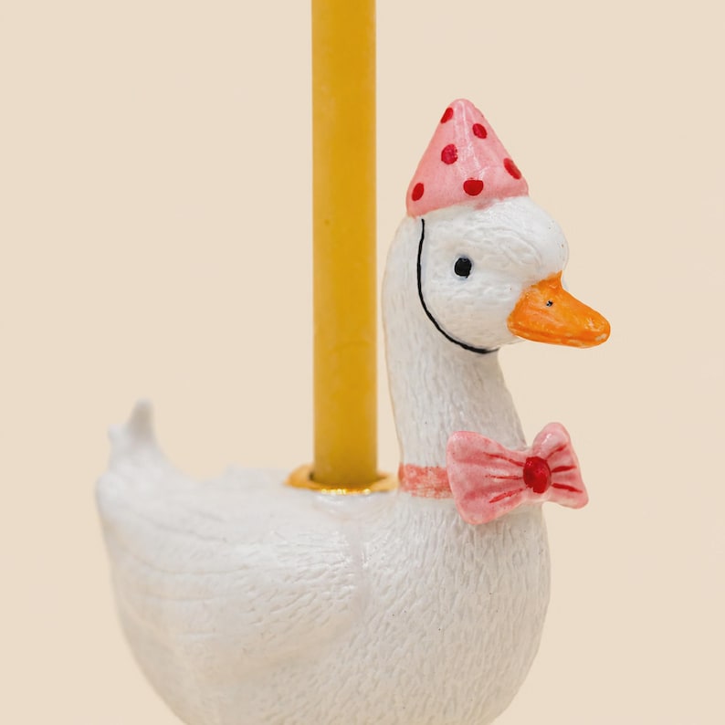 Rosa Gans Cake Topper Porzellan Figur Kerzenhalter