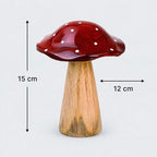 Fliegenpilz aus Holz mit roter Emaille – Herbstdekoration, Tischdekoration im Set (13-15 cm)