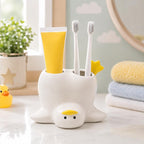 Keramik Zahnbürstenhalter Entenform Badezimmer Organizer Weiß Gelb