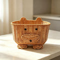 Handgewebter Aufbewahrungskorb in Bärenform, Organizer-Korb aus PP-Rattan, 33x28x19,5 cm