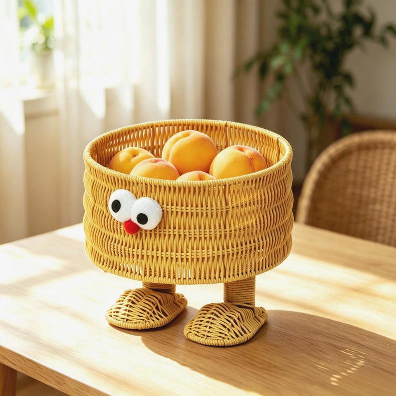 Handgeflochtener Rattan-Aufbewahrungskorb Hühnermodell mit Füßen, 25 cm