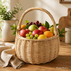 Weidenkorb mit Henkel 29 cm, natürliche Aufbewahrung im Landhausstil, Obstkorb