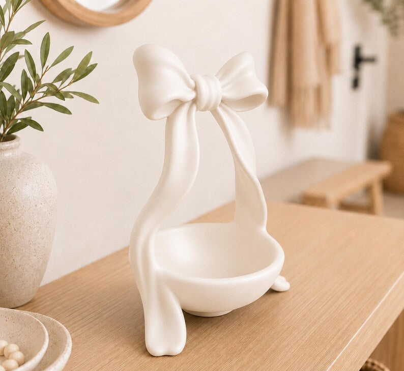 Ablageschale mit Schleife aus PLA im 3D-Druck | Schlüsselablage und Dekoschale für Flur & Wohnzimmer