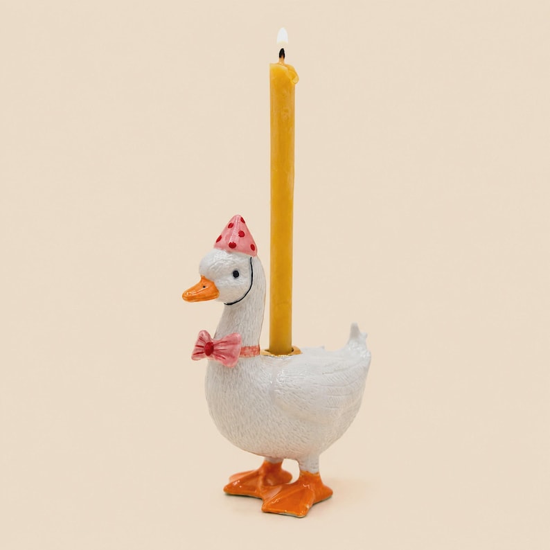 Rosa Gans Cake Topper Porzellan Figur Kerzenhalter