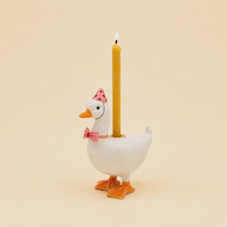 Rosa Gans Cake Topper Porzellan Figur Kerzenhalter