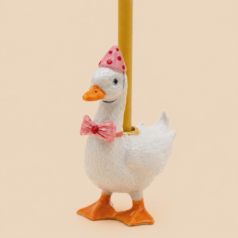 Rosa Gans Cake Topper Porzellan Figur Kerzenhalter